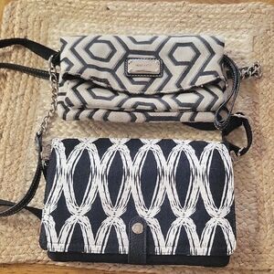 Nine West Black and White Geometric Crossbody Bags